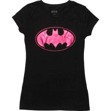 Batman Juniors T-shirt - Batman Batgirl Purple Foil Logo Juniors T-Shirt
