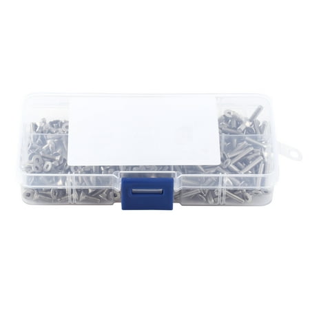 

300pcs M3 Hex Socket Flat Head Stainless Steel SS304 Screw Bolt Assortment In Box