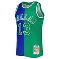 thumbnail image 2 of Men's Mitchell & Ness Steve Nash Blue/Green Dallas Mavericks Hardwood Classics 1998/99 Split Swingman Jersey, 2 of 4