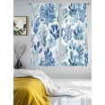 thumbnail image 2 of Blue Botanical Sheer Curtains for Living Room Bedroom Spring Summer Watercolor Leaf Sheer Curtains 63 Inch Long 2 Panels Set Light Filtering Curtain Window Treatments Drapes for Dining Room, 2 of 6