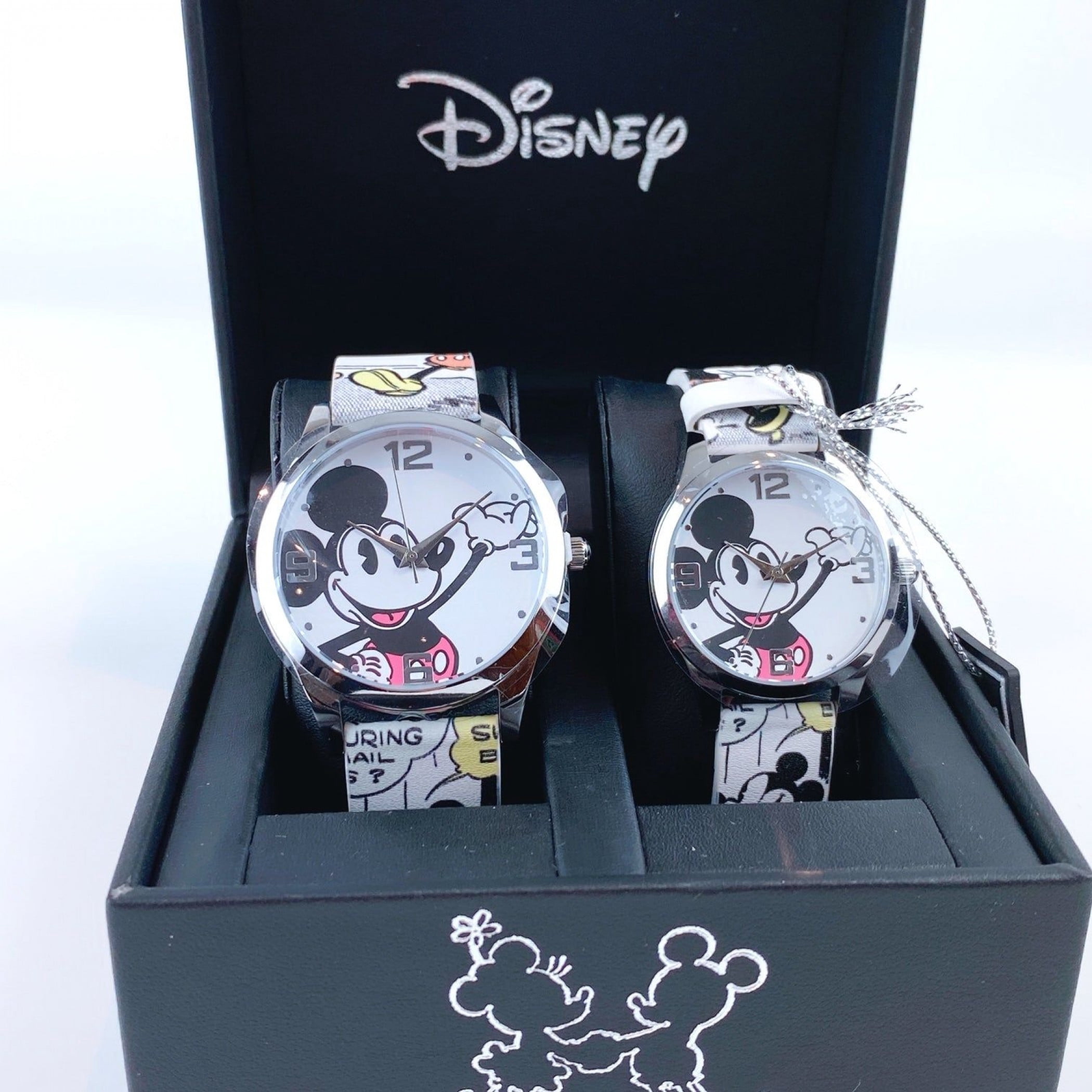 その他 Disney Mickey Mouse Watch & Figure Set Disney Mickey Mouse His and Hers Watch Set with Rubber Band
