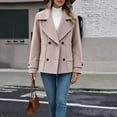 thumbnail image 6 of Women's Notched Lapel Cropped Coat Double Breasted Long Sleeve Casual Outerwear With Pockets Fall Winter Jackets for Women, 6 of 6