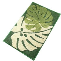 Nomeni Bathroom Rugs , Leaf Pattern Bathroom Toilet Waterproof Microfiber Bath Mat Non-Slip Foot Mat Home Decor Green