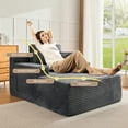 thumbnail image 6 of JONPONY 68'' Chaise Lounge Chair Indoor, Oversized Upholstered Sofa Bed with Sleeper Couch Reading Chairs Fluffy Plush Faux Fur Cloud Sofas Couches Living Room, Gray, 6 of 13