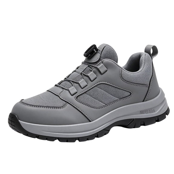 CHICVOMEY Men's Rotary Knob Quick Lace Hiking Shoes Breathable Mesh No Tie Outdoor Shoes Non-Slip Shock Absorption Low Top Trekking Shoes for Men Work Casual Trail Running
