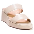 thumbnail image 3 of Cecelia New York BALEVES Taupe Chain Ankle Strap Leather Wedge Platform Sandals, 3 of 6