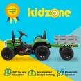 thumbnail image 2 of Kidzone 12V 7AH Treaded Tires Kids Battery Powered Electric Tractor with Trailer Toddler Ride On Toy for 3+ Years Boys & Girls, 3-Gear-Shift 7-LED Lights USB & Bluetooth Audio - Dark Green, 2 of 6