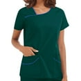 thumbnail image 4 of LYMAYTER Womens Color Contrast Medical Workwear Big Pocket Quick-Dry Nurse Work Uniform for S-3XL, 4 of 7