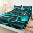 thumbnail image 3 of Manfei Gamer Gaming Queen Sheet Sets,Modern Video Game Flat Sheet,Cyan Cartoon Gamepad Queen Fitted Sheet For Kid Boy,Lightweight Room Decorative,4-Piece, 3 of 7