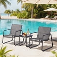 thumbnail image 3 of 3-Piece Patio Furniture Set, Lofka Outdoor Bistro Table and Chairs for 2, Textilene Seat & Steel Frame for Backyard, Garden, Lawn, Gray, 3 of 9