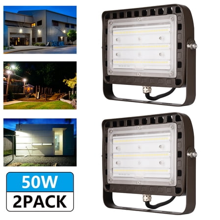 Outdoor 50W LED Security Floodlights Wall Mount 5000K LED Flood Area Light 2PACK