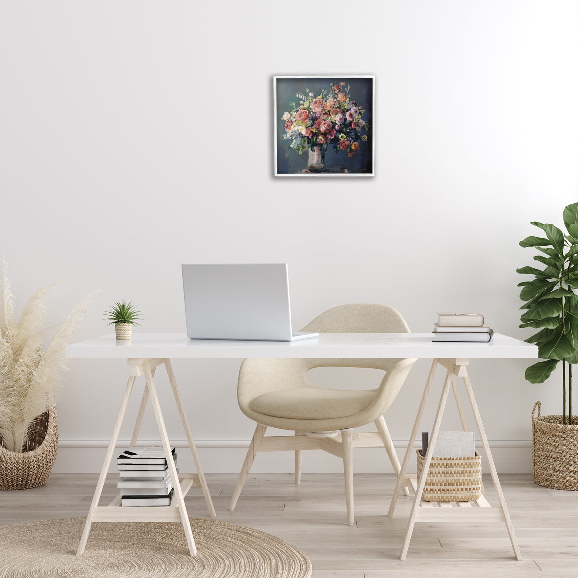 Stupell Industries Abundant Dark Bouquet Botanical & Floral Painting White Framed Art Print Wall Art, 17 x 17