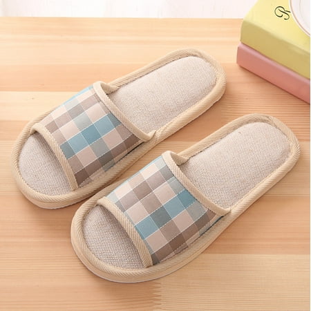 

Egmy Women s Casual Couples Gingham Home Slippers Indoor Floor Flat Shoes