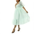 thumbnail image 2 of Women Summer Puffy Tulle Princess Dress Solid Color Square Neck Short Sleeve Ruffle Hem A-Line Dress Plus Size, 2 of 6