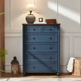 thumbnail image 3 of Farmhouse Dresser for Bedroom 6 Drawer Dresser 31.5"D x 15.75"W x 43.5"H Tall Chest of Drawers Wooden dressers for Closet Living Room - Blue, 3 of 8
