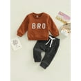 thumbnail image 2 of Bagilaanoe 2Pcs Toddler Baby Boy Long Pants Set Letter Print Long Sleeve Sweatshirt Pullover Tops+ Trousers 6M 12M 18M 24M 3T Fall Casual Sweatsuit, 2 of 9