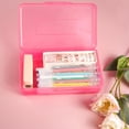 thumbnail image 2 of Caja de plástico para lápices de gran capacidad, cajas de lápices de colores para niños y adultos, caja de lápices duros con tapa a presión para suministros escolares de oficina (rosa y, 2 of 3