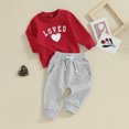 thumbnail image 2 of Bagilaanoe 2Pcs Toddler Baby Boy Valentine's Day Clothes Letter Print Long Sleeve Sweatshirt Tops + Sweatpants 6M 12M 18M 24M 3T Kids Casual Sweatsuits Pants Set, 2 of 8