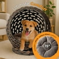 thumbnail image 5 of Huntley Equestrian Pet Rattan Cat Bed Condo, Elevated with Round Cushion, Grey (02196), 5 of 8