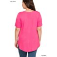 thumbnail image 2 of Zenana Women & Plus Luxe Rayon Short Sleeve V-Neck Hi-Low Hem Casual Tee-Shirt Top, 2 of 3