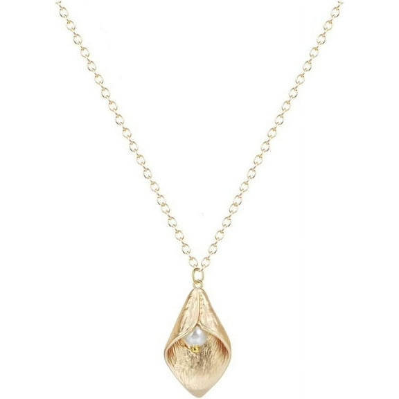 Unique Pearl Calla Lily Flower Necklace Charm Gold Silver Tone Pendant Jewelry Bridesmaid Gift[Z534]