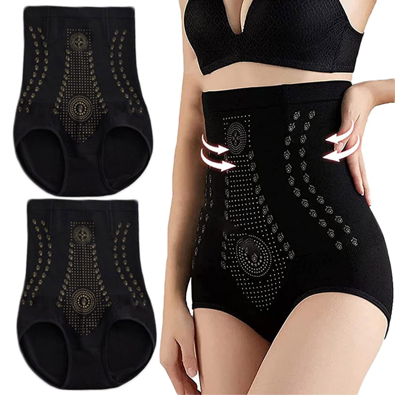 Tummy Control Shapewear For Dresses 2 Piece Far Infrared Negative Oxygen  Valentine Gift Honeycomb Briefs Breathable Shaping Pants Black XXL 