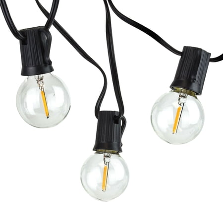 25-Foot  25 Socket Indoor/Outdoor Patio String Lights with 27 LED Globe G40 Bulbs (2 Free Bulbs Included)  Great Wedding Lights  Decorations for Patios  Porches  Backyards  Decks  Bistros