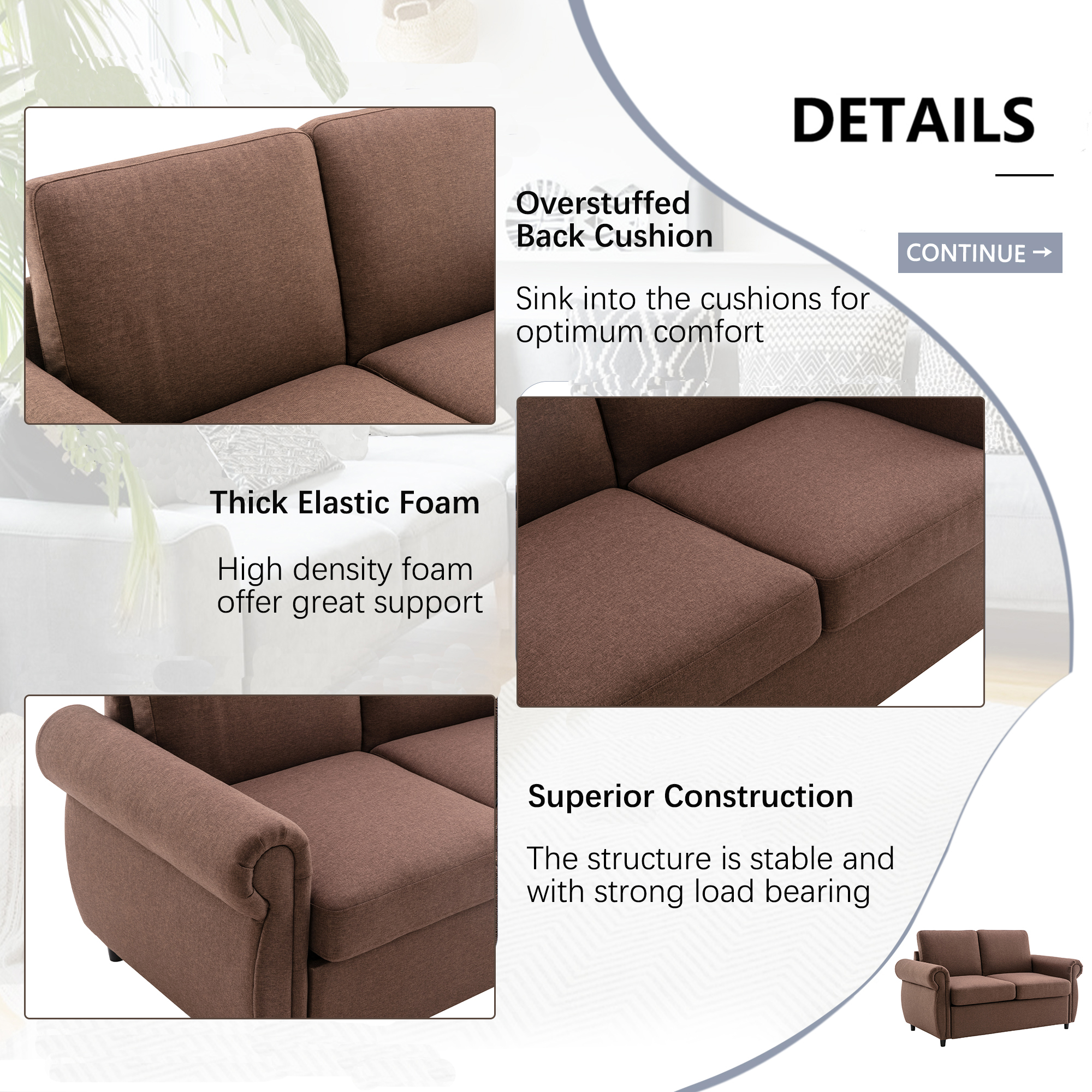 Harper & Bright Designs Pull Out Couch Bed with Memory Mattress, Twin Size Convertible Sofa Bed with USB Ports, Loveseat Sleeper for Living Room Apartment, Brown