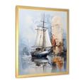 thumbnail image 2 of Designart "Tranquil White and Blue Horizon Boat III" Coastal Framed Wall Art - Coastal Blue Coastal Minimalism Hallway Framed Wall Art Decor, 2 of 6