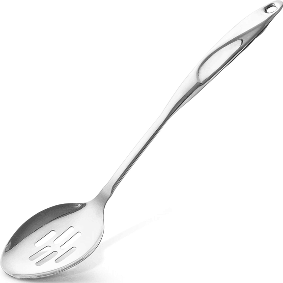 Stainless Steel Slotted Spoon - 15” Large Cooking & Serving Spoon with Ergonomic Handle - Durable, Rust-Proof, Heat-Resistant & Dishwasher Safe Kitchen Utensil for Cooking and Buffets