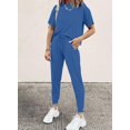thumbnail image 2 of Womens Short Sleeve Two Piece Outfits Loungewear Sweatsuit Sets Outfits Athletic Tracksuits, 2 of 5