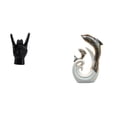 thumbnail image 1 of Estatua del gesto de la roca,Estatuas y figuras de dedos con gestos de música rock,Esculturas de resina con estantes modernos y creativos,escultura blanca plateada,Estatua de delfín de, 1 of 8