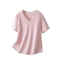thumbnail image 1 of Timegard Plus Size Tops for Women V-Neck Short Sleeve Comfy Tshirts Summer Casual Loose Tops Basic Tee, 1 of 3