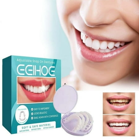 Snap On Upper and Bottom Set False Teeth Dental Veneers Denture Tooth Cover