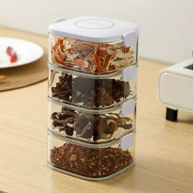 Organizador de especias, tarro de cristal cerrado, almacenamiento de condimentos para la cocina, tarro de especias con cierre, estante de metal con base de madera, diseño de 2 niveles, para