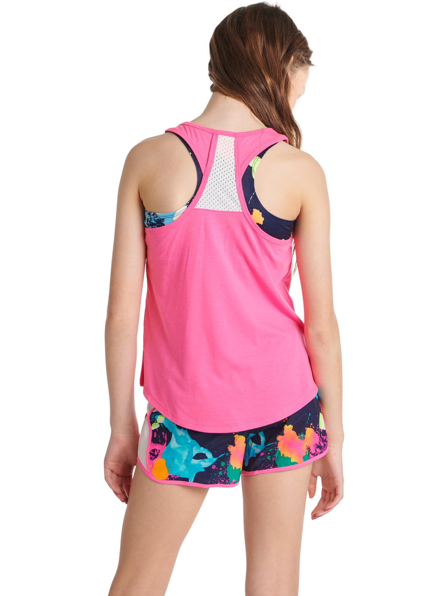 Justice Girls J-Sport Mesh Detail 2-Fer Tank Top, Sizes XS-XLP