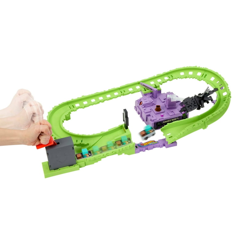 Hot Wheels RacerVerse Minecraft – Set Con Veicolo Ghast E Figura Steve – Lanciatore E Trasportatore Su Scala Larga