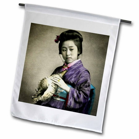Conch Horn - 3dRose Vintage Japanese Geisha Holding a Conch Shell Horn in Old Japan - Garden Flag, 12 by 18-inch