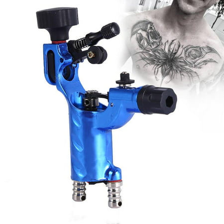 WALFRONT Rotary Tattoo Machine, Poratble Stainless Steel Fashion Liner Shader Tattoo Strong Motor Gun RCA Cord Artist Makeup