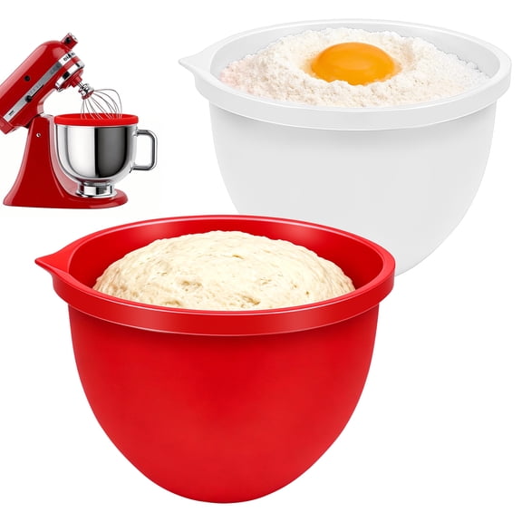 kitchenaid accessories mixer bowl insert silicone mixing bowls,food grade bpa free meal prep containers,reusable prep bowls dishwasher safe heat resistant mixing accessories stand-2 Pcs