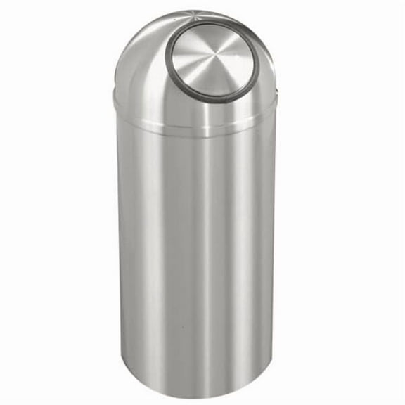 Sturdy Essentials 8 Gallon Satin Aluminum Waste Receptacle | Heavy-Duty Commercial Trash Bin | Rust & Tarnish Resistant | Durable Indoor Waste Container | (Dome Top, Self-Closing Lid)