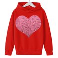 thumbnail image 5 of Sparkly Red Sequin Heart Hoodie for Girls, Oversized Teen Pullover Hoodie No Drawstring, 100% Polyester, Youth Sizes 100-160,Size 9 T, 5 of 8