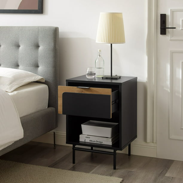 Gap Home 18" Contemporary 1-Drawer Nightstand, Solid Black