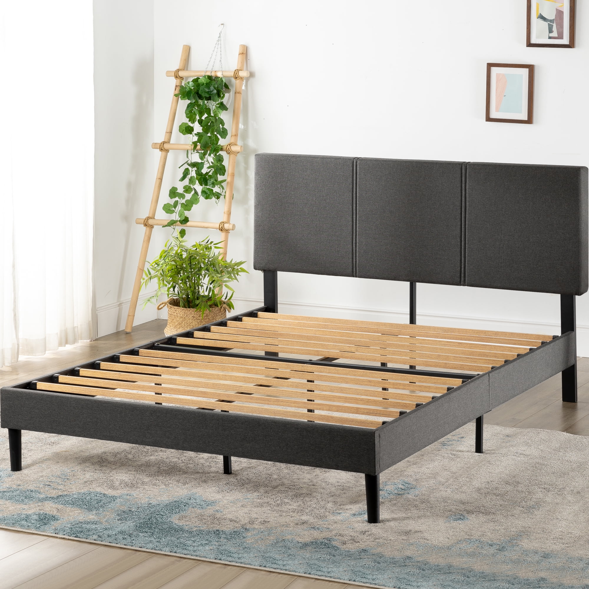 Zinus Cambril 38" Upholstered Platform Bed Frame with Sustainable Bamboo Slats, Full