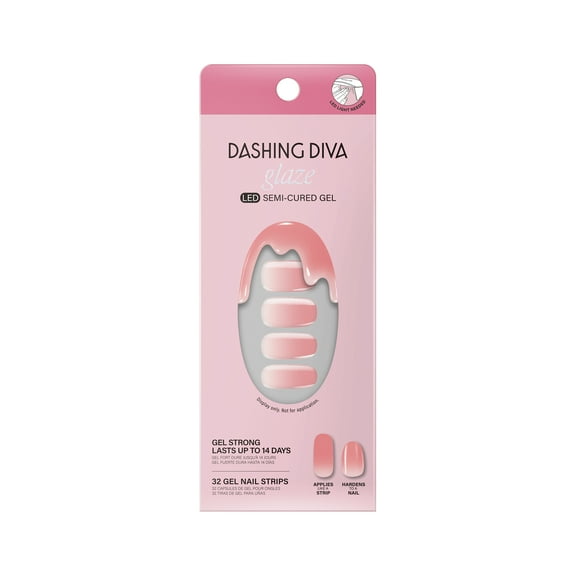 Dashing Diva Glaze Semi-Cured Gel Nails, Rosewater Glam, 32 Count