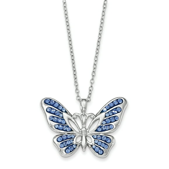 Sterling Silver Swarovski Crystal Never Give Up Butterfly18in Necklace 18 Inch