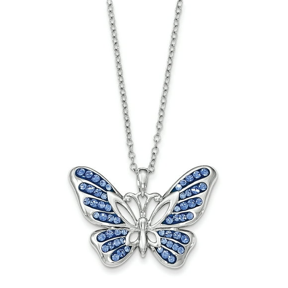 Argent Sterling Cristal Swarovski Ne Jamais Abandonner Papillon18in Collier 18 Pouces