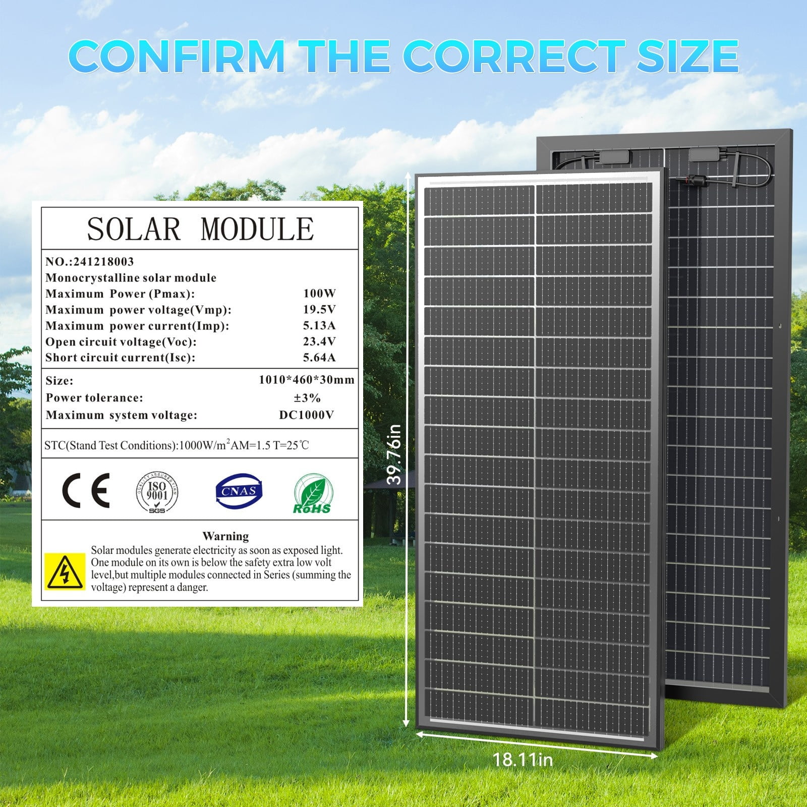 WERCHTAY 100W Bifacial Solar Panel, 12BB 12V/24V Monocrystalline High-Efficiency Module PV Power Charger Solar Panels for Homes Camping RV Battery Boat Caravan Off-Grid