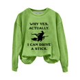 thumbnail image 4 of YVNAURA Why Yes Actually I Can Drive A Stick Witch Sweatshirt for Women Funny Sarcastic Halloween Pullover Crewneck Long Sleeve Broomstick Joke Tee Fall Spooky Season Top 1 Pack, Mint Green,XXL, 4 of 4