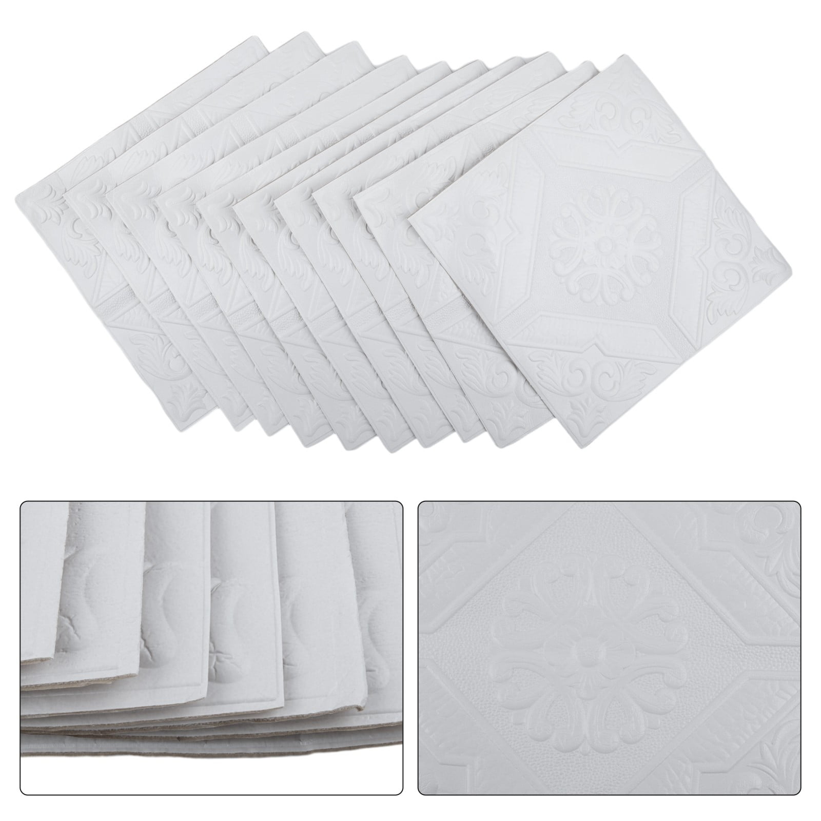 AFQH 100 Pack 3D Wall Panels Peel and Stick, White Faux Brick Wallpaper Stickers Self Adhesive Waterproof Foam for Interior Wall DIY Decor, Bedroom, Bathroom, Kitchen, Fireplace